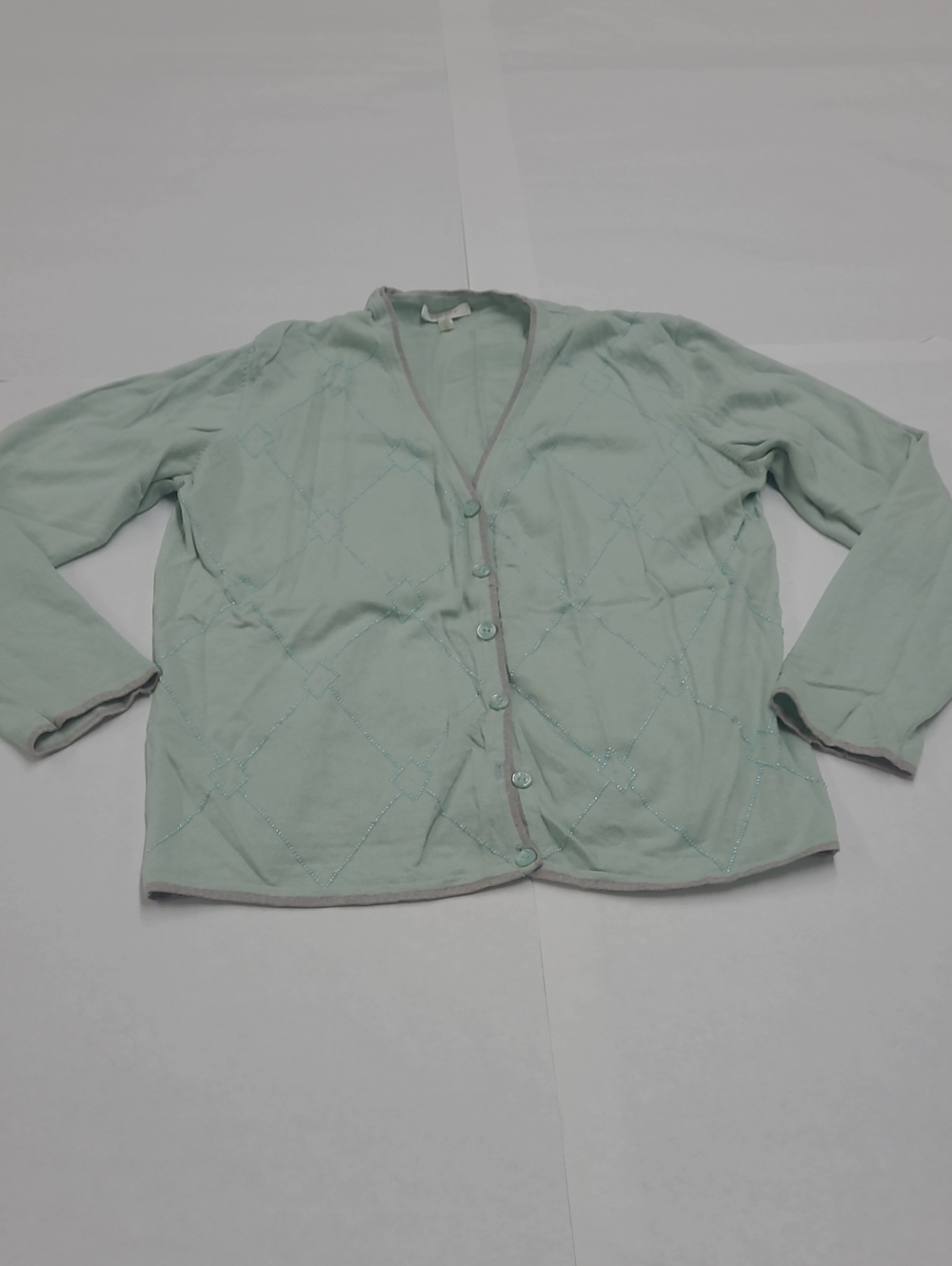 Escada Silk/Wool/Cashmere Mint Green Button Cardigan Size 40 (M/L) *Flaw*